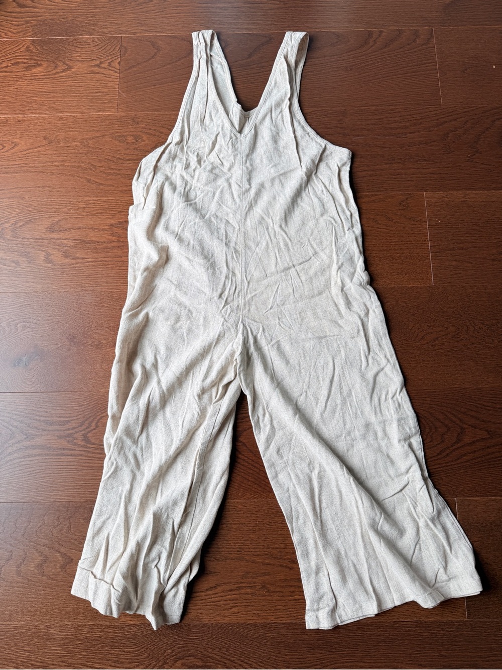 Treasure & Bond Cream Sleeveless V-Neck Jumpsuit
